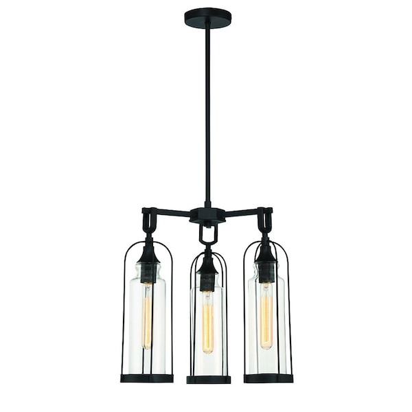 Eurofase Yasmin Farmhouse 35" Oval Outdoor 6-Light Oval Chandelier, Satin Black/Hand Blown Glass 42728-016 - main